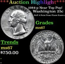 ***Auction Highlight*** 1984-p Washington Quarter Near Top Pop! 25c Graded ms67 BY SEGS (fc)