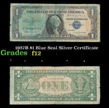 1957B $1 Blue Seal Silver Certificate Grades f, fine