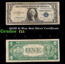 1935D $1 Blue Seal Silver Certificate Grades f+