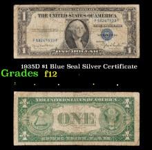 1935D $1 Blue Seal Silver Certificate Grades f, fine
