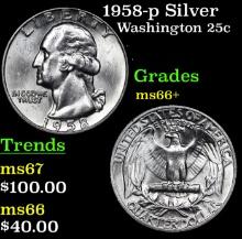 1958-p Washington Quarter Silver 25c Grades GEM++ Unc
