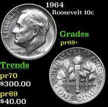 Proof 1964 Roosevelt Dime 10c Grades GEM++ Proof