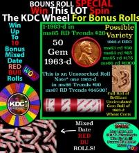 CRAZY Penny Wheel Buy THIS 1963-d solid Red BU Lincoln 1c roll & get 1-10 BU Red rolls FREE WOW Grad