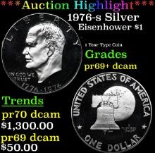 Proof ***Auction Highlight*** 1976-s Silver Eisenhower Dollar $1 Graded pr70 DCAM BY SEGS (fc)