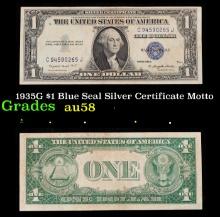 1935G $1 Blue Seal Silver Certificate Grades Choice AU/BU Slider Motto