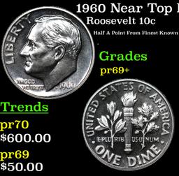Proof 1960 Roosevelt Dime Near Top Pop! 10c Graded pr69+ BY SEGS