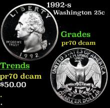 Proof 1992-s Washington Quarter 25c Grades GEM++ Proof Deep Cameo