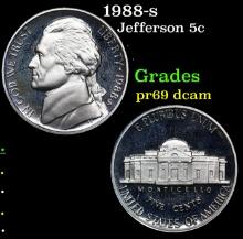 Proof 1988-s Jefferson Nickel 5c Grades GEM++ Proof Deep Cameo