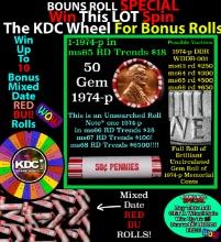 CRAZY Penny Wheel Buy THIS 1974-p solid Red BU Lincoln 1c roll & get 1-10 BU Red rolls FREE WOW