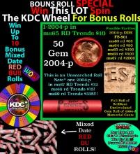CRAZY Penny Wheel Buy THIS 2004-p solid Red BU Lincoln 1c roll & get 1-10 BU Red rolls FREE WOW