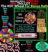 CRAZY Penny Wheel Buy THIS 1962-p solid Red BU Lincoln 1c roll & get 1-10 BU Red rolls FREE WOW