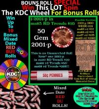 CRAZY Penny Wheel Buy THIS 2001-p solid Red BU Lincoln 1c roll & get 1-10 BU Red rolls FREE WOW