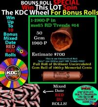 CRAZY Penny Wheel Buy THIS 1960-p solid Red BU Lincoln 1c roll & get 1-10 BU Red rolls FREE WOW