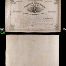 1863 Confederate States $1000 Civil War Loan Bond Grades