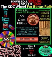 CRAZY Penny Wheel Buy THIS 1991-p solid Red BU Lincoln 1c roll & get 1-10 BU Red rolls FREE WOW