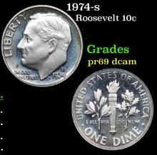 Proof 1974-s Roosevelt Dime 10c Grades GEM++ Proof Deep Cameo