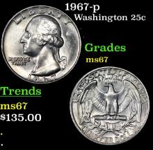1967-p Washington Quarter 25c Grades GEM++ Unc
