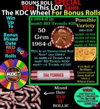 CRAZY Penny Wheel Buy THIS 1964-d solid Red BU Lincoln 1c roll & get 1-10 BU Red rolls FREE WOW
