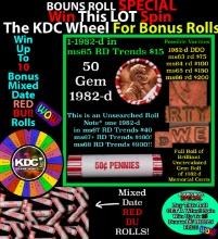 INSANITY The CRAZY Penny Wheel 1000’s won so far, WIN this 1982-d BU RED roll get 1-10 FREE