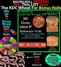 INSANITY The CRAZY Penny Wheel 1000’s won so far, WIN this 1964-p BU RED roll get 1-10 FREE