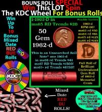 INSANITY The CRAZY Penny Wheel 1000’s won so far, WIN this 1962-d BU RED roll get 1-10 FREE