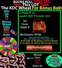 INSANITY The CRAZY Penny Wheel 1000’s won so far, WIN this 1960-p BU RED roll get 1-10 FREE