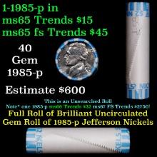 BU Shotgun Jefferson 5c roll, 1985-p 40 pcs Bank $2 Nickel Wrapper OBW