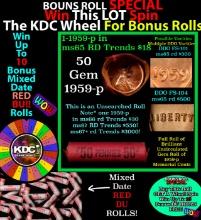 CRAZY Penny Wheel Buy THIS 1959-p solid Red BU Lincoln 1c roll & get 1-10 BU Red rolls FREE WOW