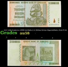 2007-2008 Zimbabwe (ZWR 3rd Dollar) 20 Billion Dollars Hyperinflation Note P# 86 Grades Choice AU/BU