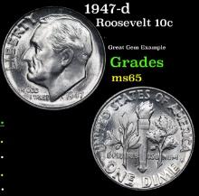 1947-d Roosevelt Dime 10c Grades GEM Unc