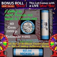 1-5 FREE BU Jefferson rolls with win of this1999-p 40 pcs N.F. String & Son $2 Nickel Wrapper