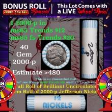 1-5 FREE BU Jefferson rolls with win of this2000-p 40 pcs Brandt $2 Nickel Wrapper