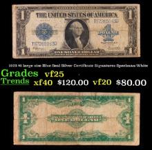 1923 Speelman/White $1 large size Blue Seal Silver Certificate Grades vf+