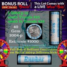 1-5 FREE BU Nickel rolls with win of this 2004-p 40 pcs Dunbar $2 Nickel Wrapper