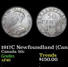 1917C Newfoundland (Canada Provincial) 50 Cents Silver KM# 12 Graded xf40 By ICCS