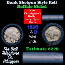 Buffalo Nickel Shotgun Roll in Old Bank Style 'Bell Telephone' Wrapper 1920 & d Mint Ends