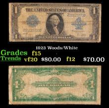 1923 Woods/White $1 large size Blue Seal Silver Certificate Grades f+
