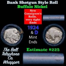 Buffalo Nickel Shotgun Roll in Old Bank Style 'Bell Telephone' Wrapper 1924 & d Mint Ends