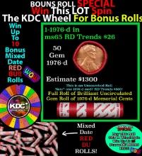 INSANITY The CRAZY Penny Wheel 1000s won so far, WIN this 1976-d BU RED roll get 1-10 FREE