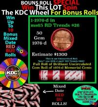 INSANITY The CRAZY Penny Wheel 1000s won so far, WIN this 1976-d BU RED roll get 1-10 FREE
