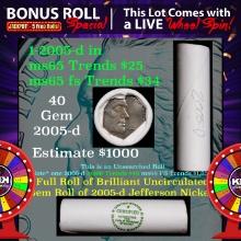 1-5 FREE BU Nickel rolls with win of this 2005-d Bison 40 pcs US Monetary Exchange $2 Nickel Wrapper