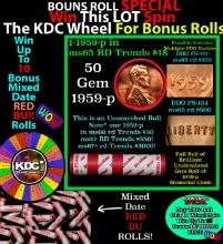INSANITY The CRAZY Penny Wheel 1000s won so far, WIN this 1959-p BU RED roll get 1-10 FREE Grades