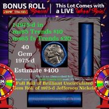 1-5 FREE BU Nickel rolls with win of this 1975-p SOLID BU Jefferson 5c roll incredibly FUN wheel