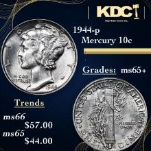 1944-p Mercury Dime 10c Grades Gem+ Unc RD