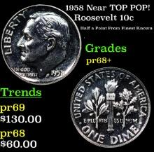 Proof 1958 Roosevelt Dime Near TOP POP! 10c Graded pr68+ BY SEGS