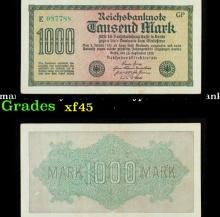 1922 Weimar Germany 1000 Marks Hyperinflation Banknote P# 76 Grades xf+