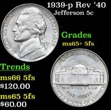 1939-p Rev '40 Jefferson Nickel 5c Grades GEM+ 5fs