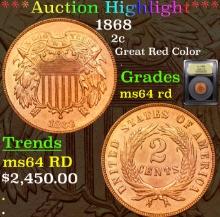 ***Auction Highlight*** 1868 Two Cent Piece 2c Graded Choice Unc RD BY USCG (fc)