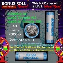 CRAZY Nickel Wheel Buy THIS 2000-p solid  BU Jefferson 5c roll & get 1-5 BU rolls FREE WOW