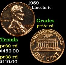 Proof 1959 Lincoln Cent 1c Grades Gem++ Proof Red